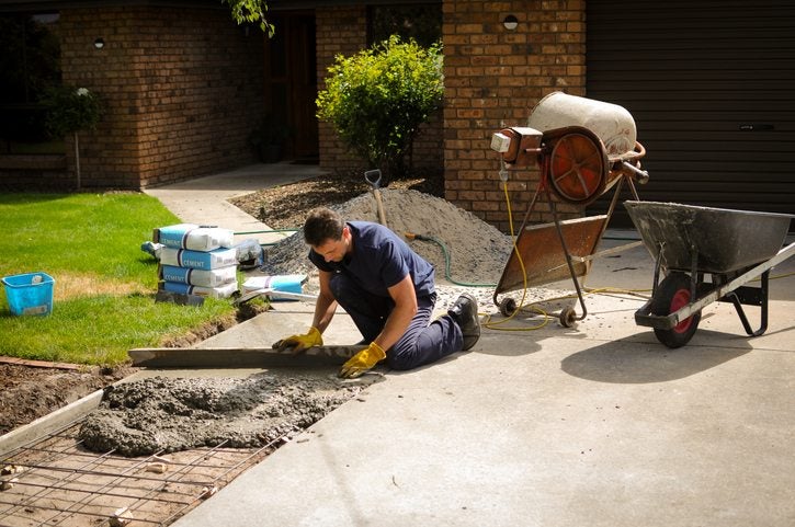 Concrete driveway repair at residential house