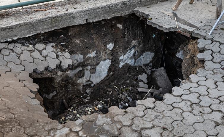 House sinkhole damage